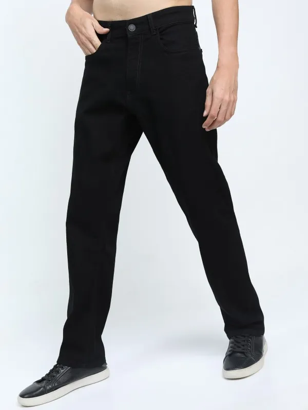  Highlander Men Black Straight Fit Clean Look Jeans