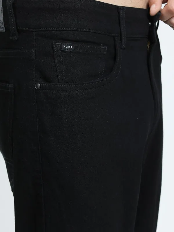  Highlander Men Black Straight Fit Clean Look Jeans