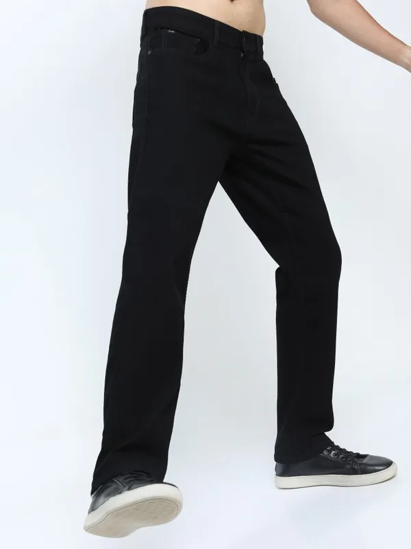  Highlander Men Black Straight Fit Clean Look Jeans