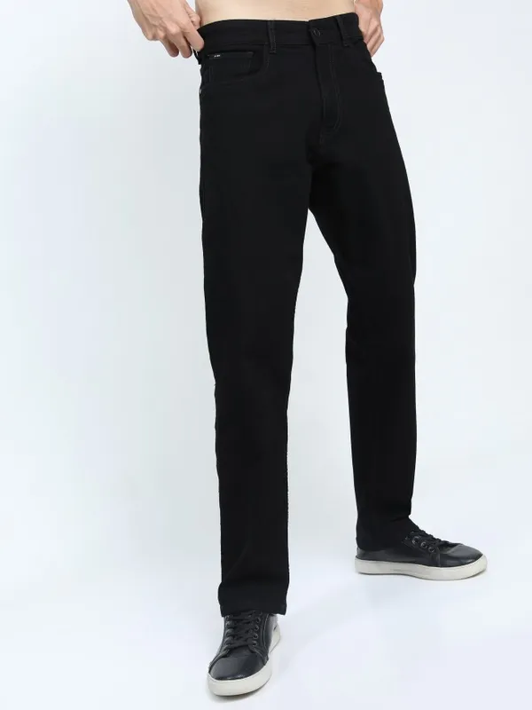  Highlander Men Black Straight Fit Clean Look Jeans