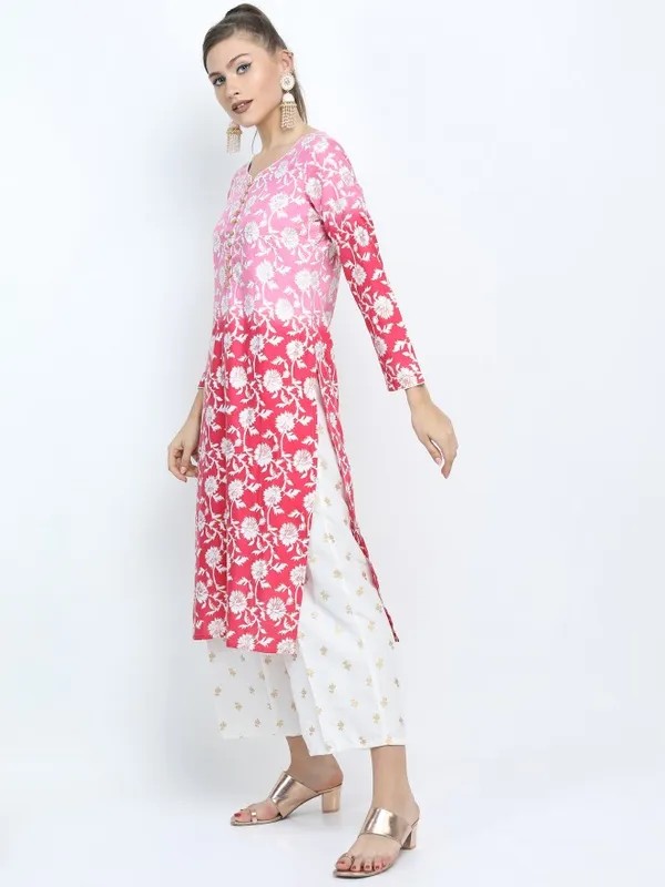  Vishudh Women Pink Printed Kurta Sets
