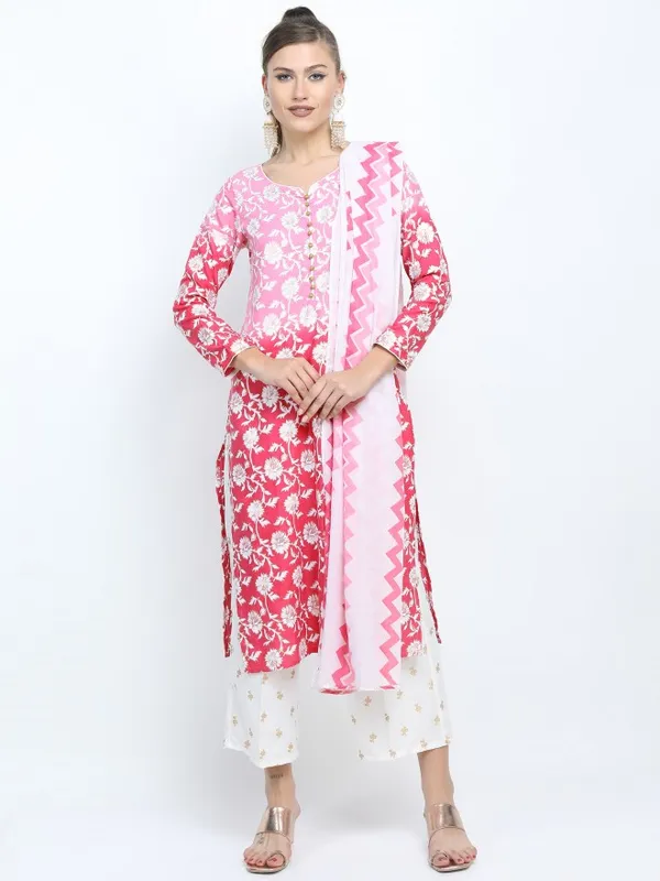  Vishudh Women Pink Printed Kurta Sets