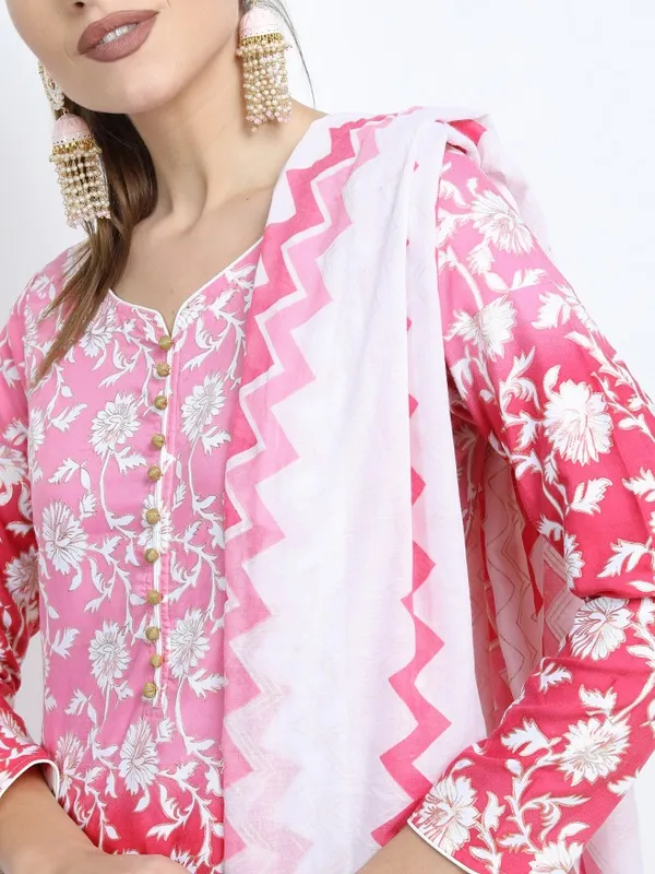  Vishudh Women Pink Printed Kurta Sets