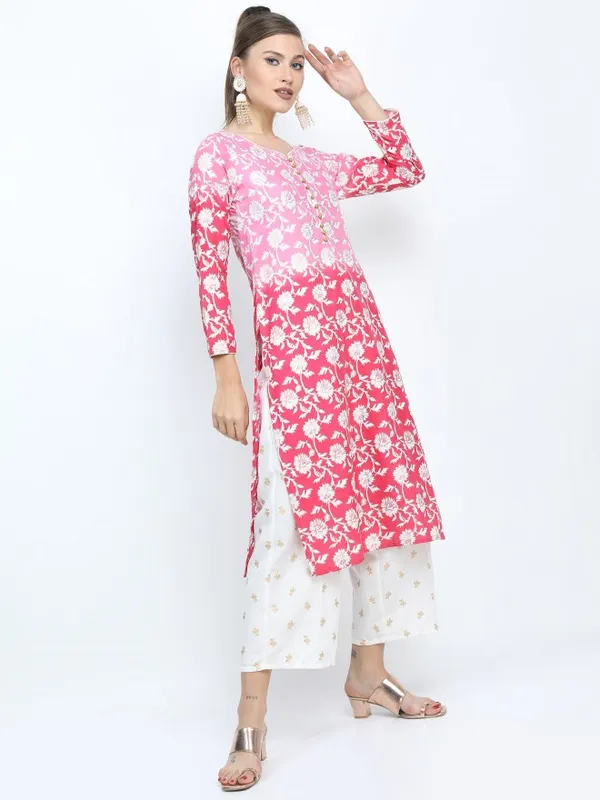  Vishudh Women Pink Printed Kurta Sets