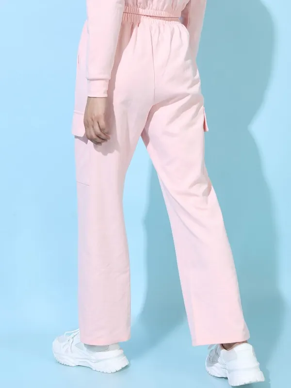  Tokyo Talkies Women Pink Solid Regular Fit Casual Trousers