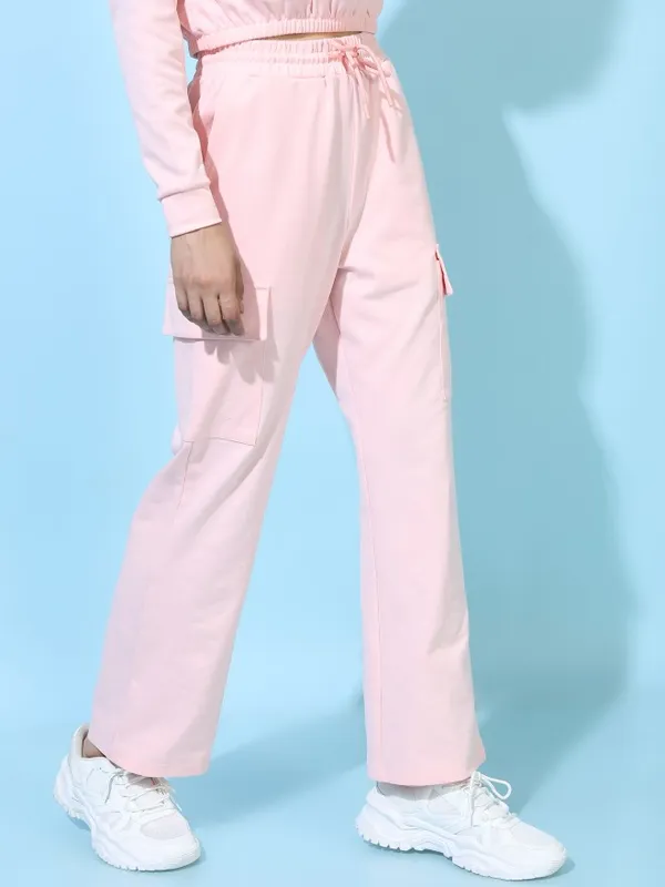  Tokyo Talkies Women Pink Solid Regular Fit Casual Trousers