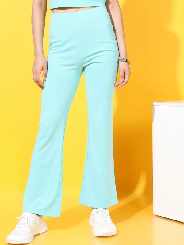 Solid Flared Fit Trousers
