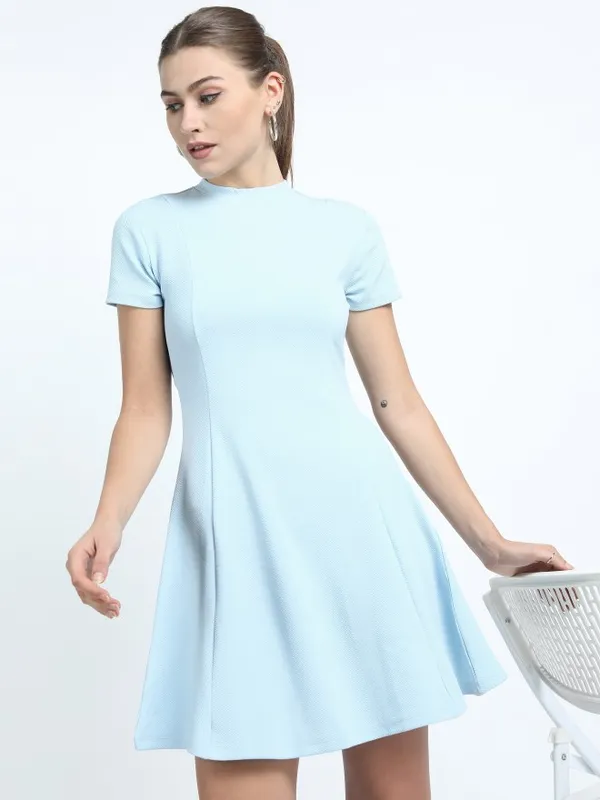  Tokyo Talkies Women Blue Solid Fit And Flare Dresses