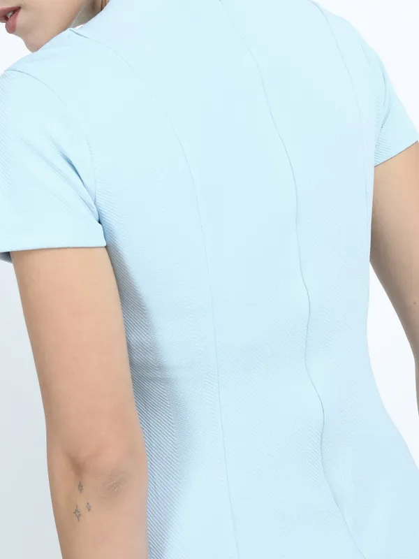  Tokyo Talkies Women Blue Solid Fit And Flare Dresses