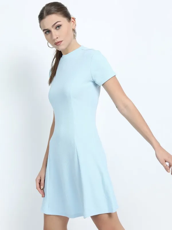  Tokyo Talkies Women Blue Solid Fit And Flare Dresses
