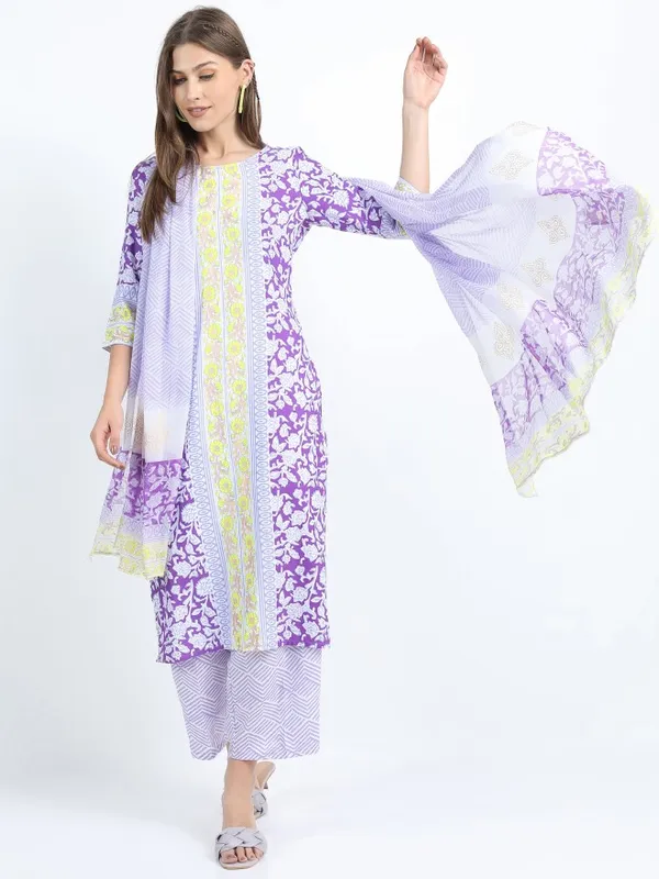  Vishudh Women Mauve Printed Kurta Sets