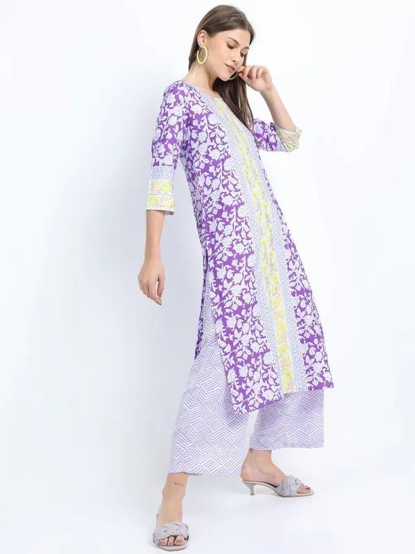  Vishudh Women Mauve Printed Kurta Sets