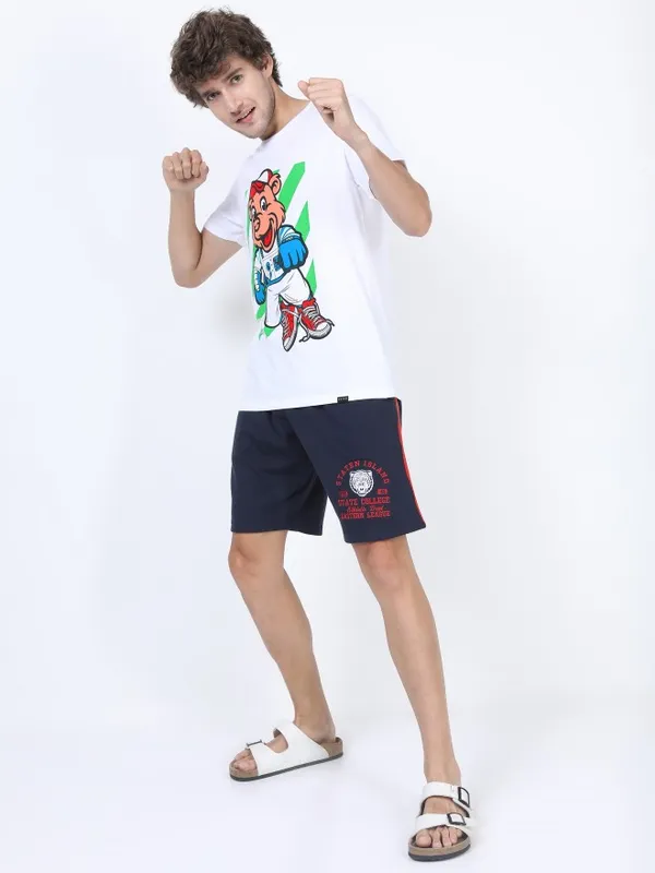  Ketch Men White Printed Round Neck T-Shirts