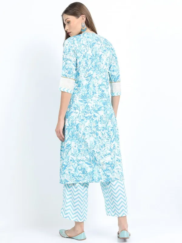  Vishudh Women Turquoise Printed Kurta Sets