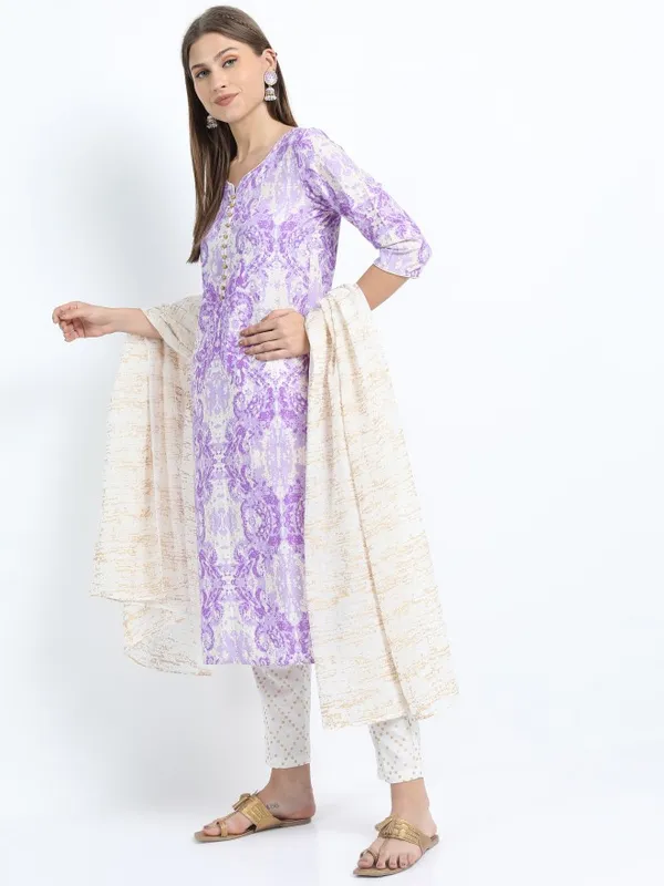  Vishudh Women Beige Printed Kurta Sets