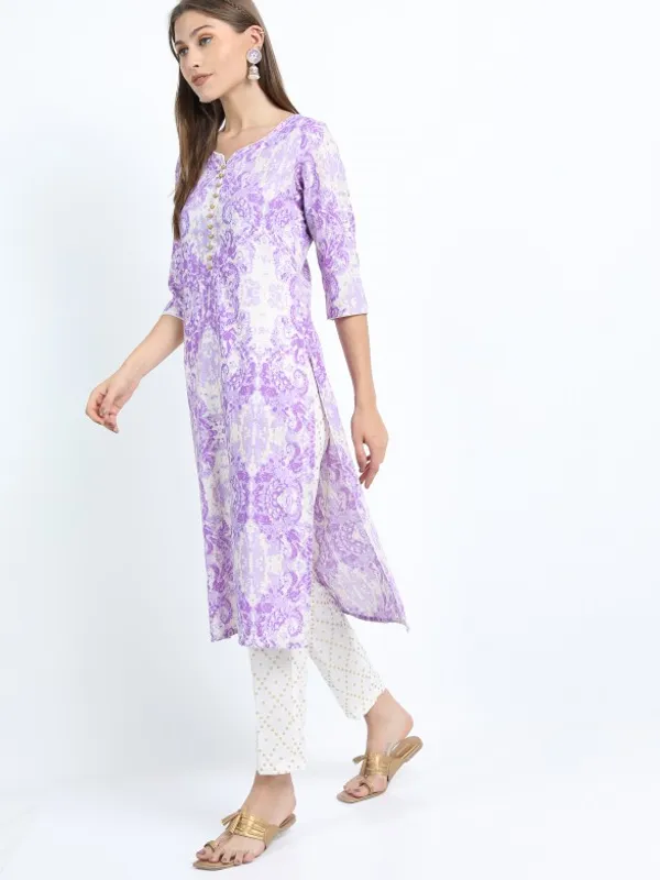  Vishudh Women Beige Printed Kurta Sets