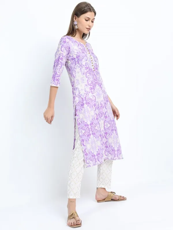  Vishudh Women Beige Printed Kurta Sets