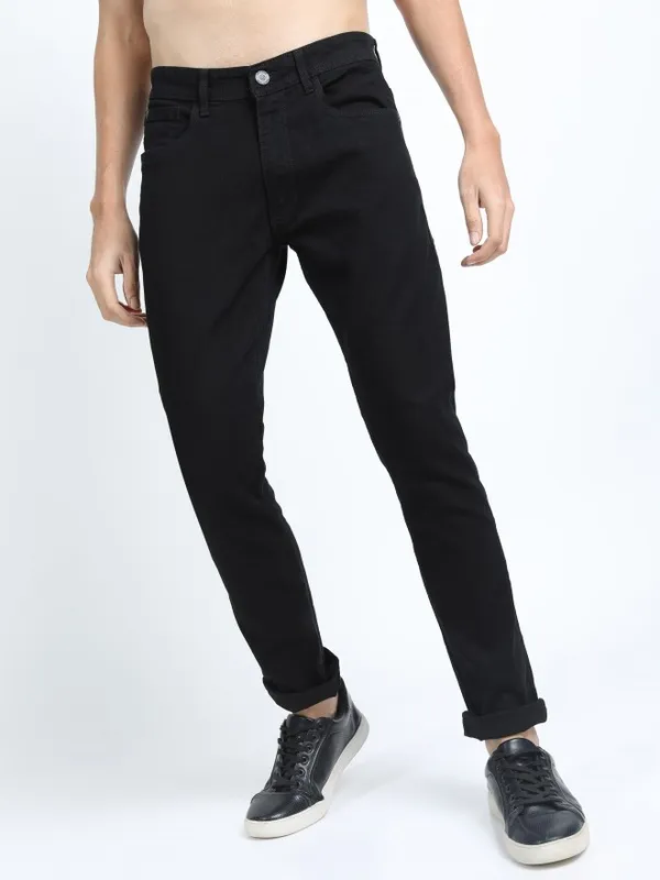  Locomotive Men Black Slim Fit Clean Look Jeans