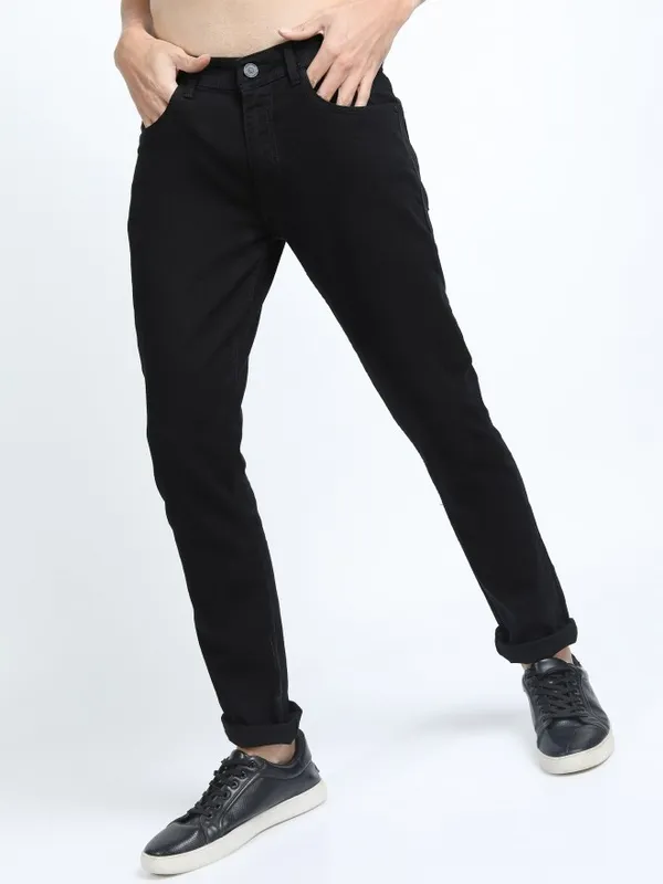  Locomotive Men Black Slim Fit Clean Look Jeans