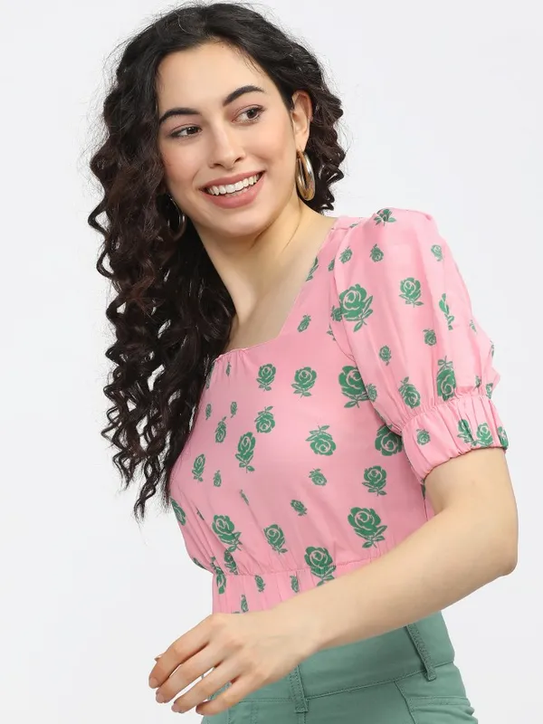  Tokyo Talkies Women Pink Printed Regular Tops
