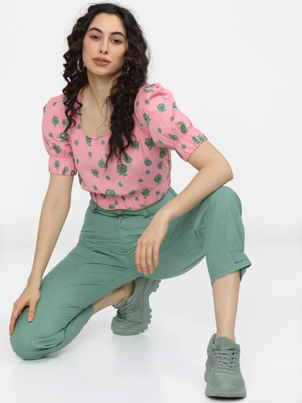  Tokyo Talkies Women Pink Printed Regular Tops