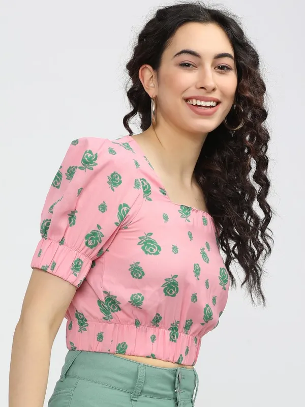  Tokyo Talkies Women Pink Printed Regular Tops