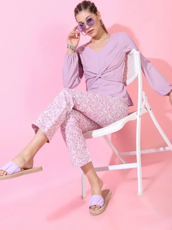  Tokyo Talkies Women Purple Solid Regular Tops