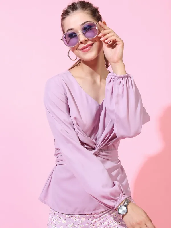  Tokyo Talkies Women Purple Solid Regular Tops