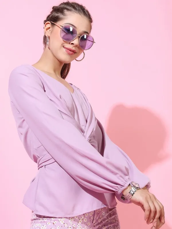  Tokyo Talkies Women Purple Solid Regular Tops
