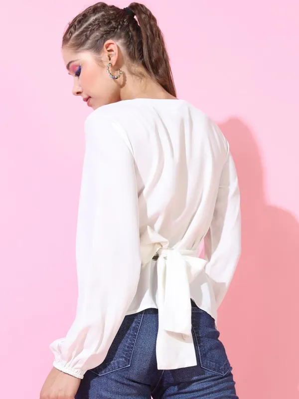  Tokyo Talkies Women White Solid Regular Tops