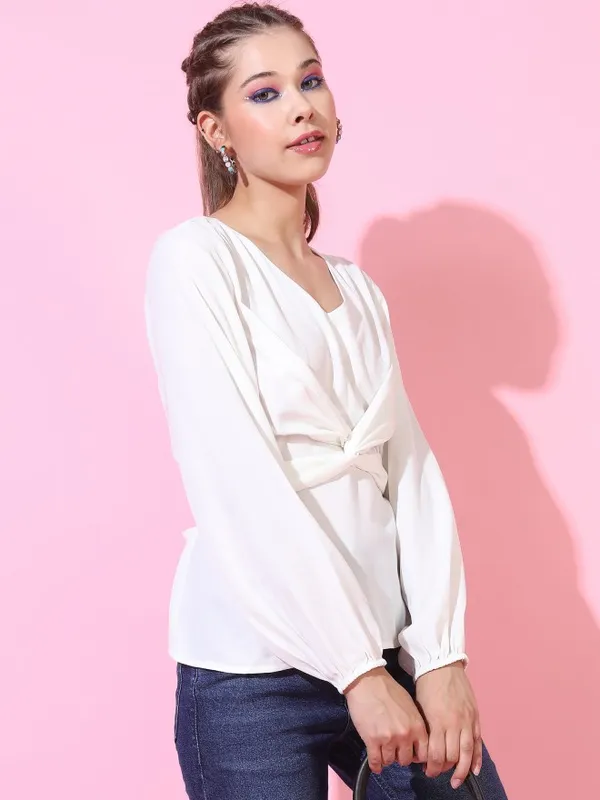  Tokyo Talkies Women White Solid Regular Tops