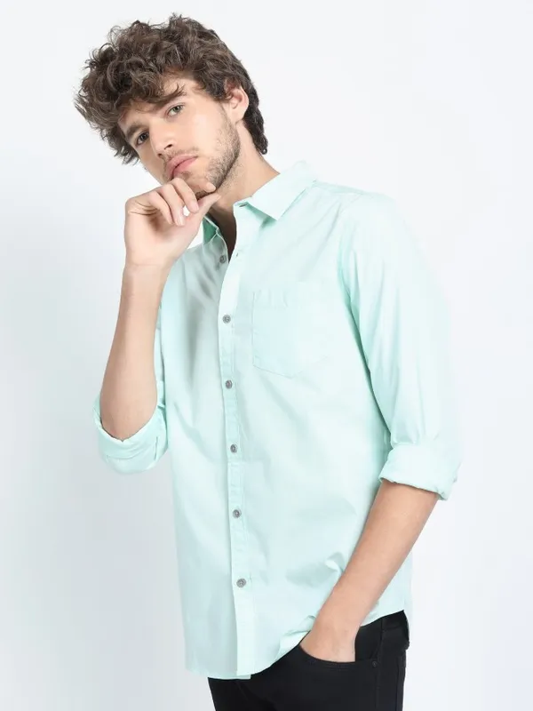  Locomotive Men Blue Printed Slim Fit Casual Shirts