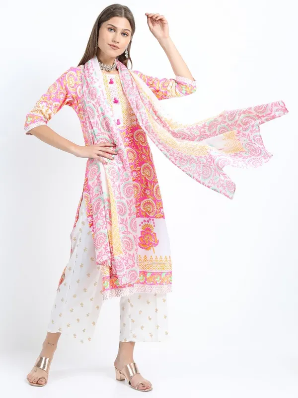  Vishudh Women Pink Printed Kurta Sets