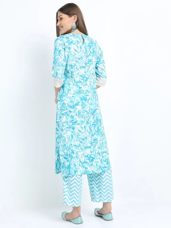  Vishudh Women Turquoise Printed Kurta Sets