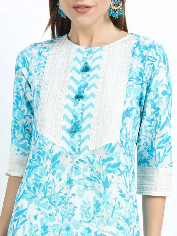  Vishudh Women Turquoise Printed Kurta Sets