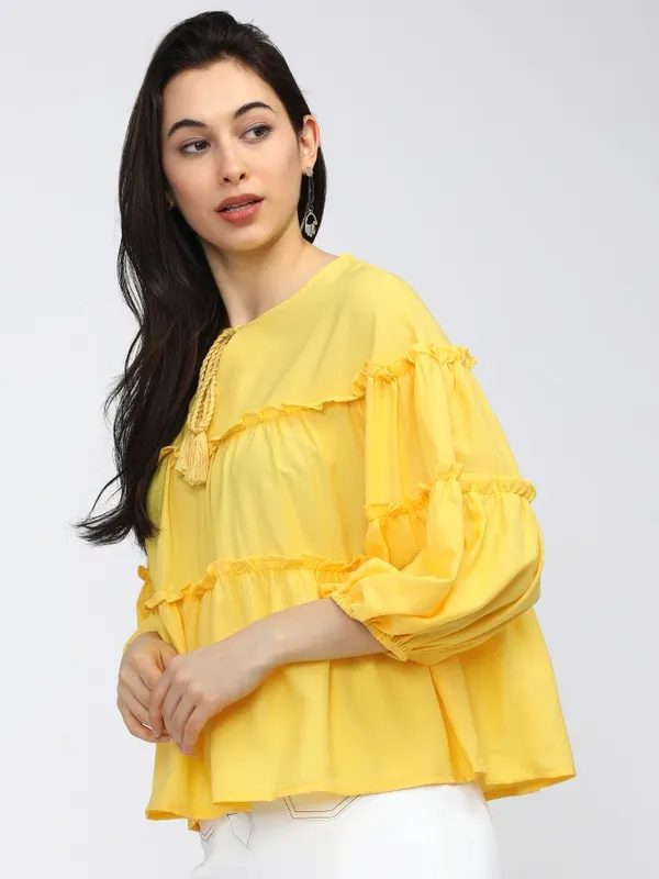  Tokyo Talkies Women Yellow Solid Regular Tops