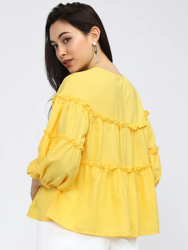  Tokyo Talkies Women Yellow Solid Regular Tops