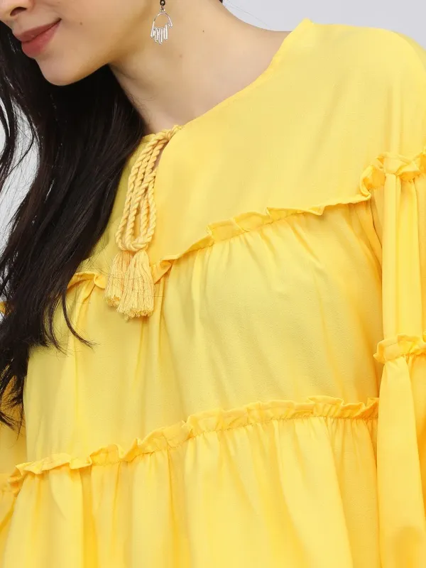  Tokyo Talkies Women Yellow Solid Regular Tops