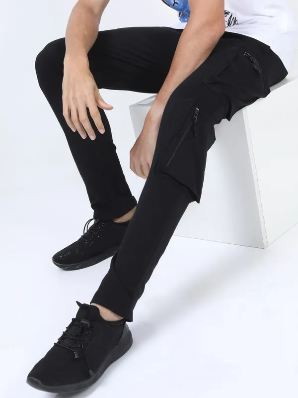  Highlander Men Black Slim Fit Track Pants
