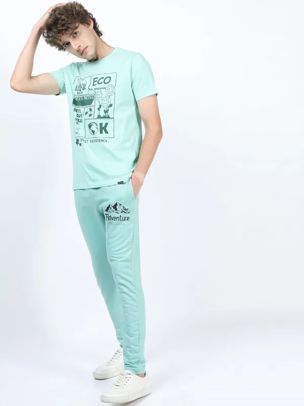  Ketch Men Green Slim Fit Track Pants