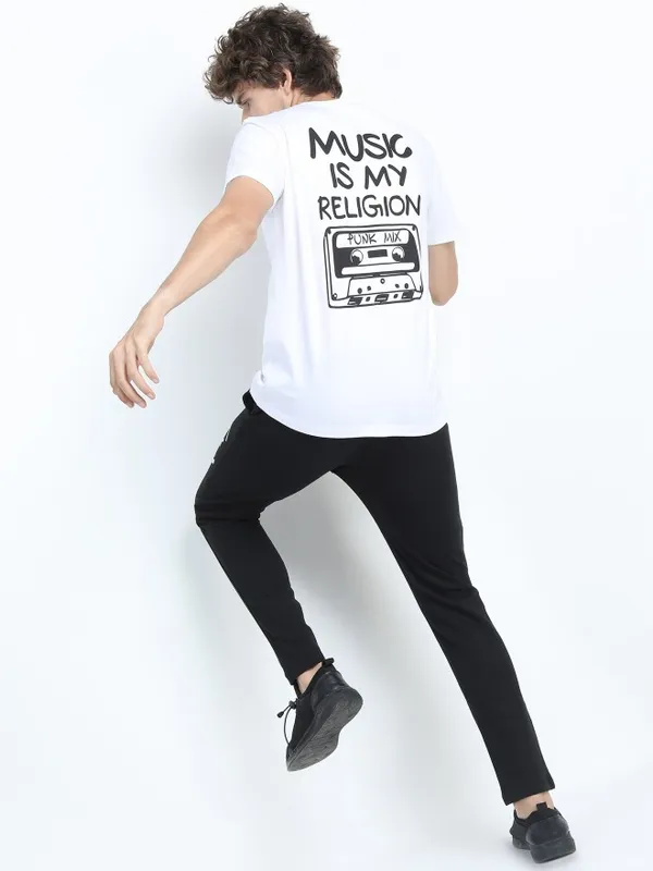  Ketch Men White Printed Round Neck T-Shirts
