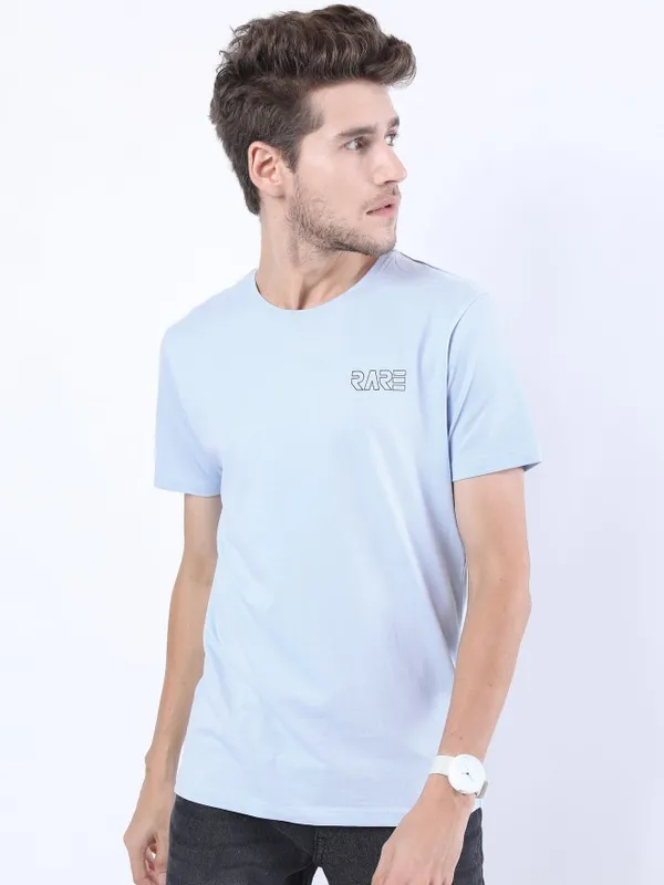  Ketch Men Blue Printed Round Neck T-Shirts