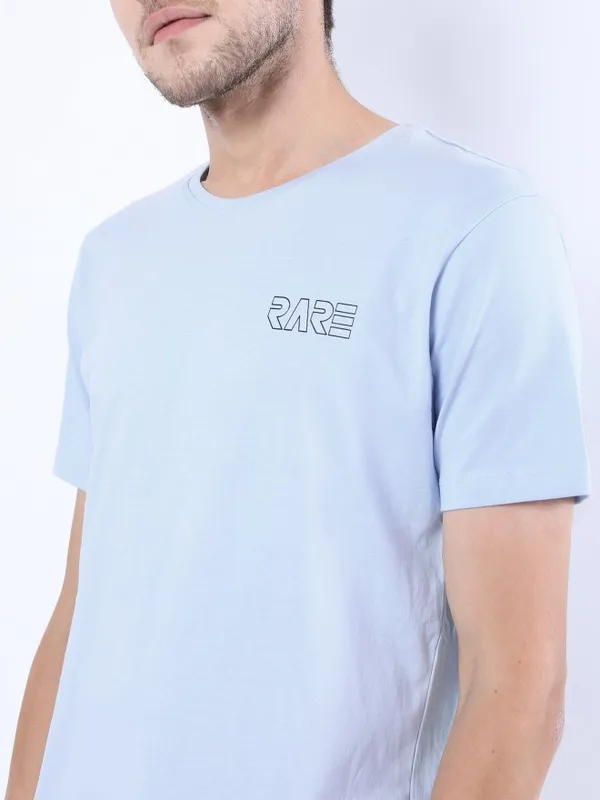  Ketch Men Blue Printed Round Neck T-Shirts