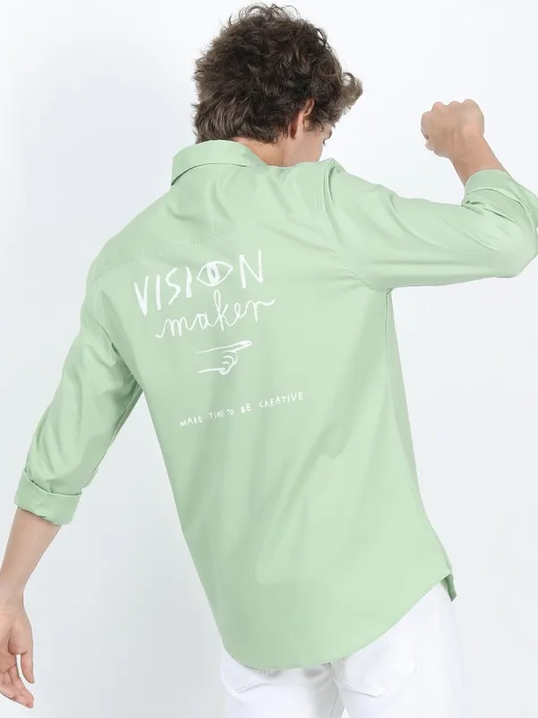  Locomotive Men Green Printed Slim Fit Casual Shirts