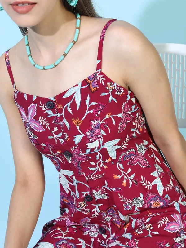  Tokyo Talkies Women Red Printed Fit And Flare Dresses