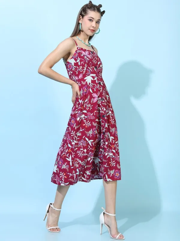  Tokyo Talkies Women Red Printed Fit And Flare Dresses