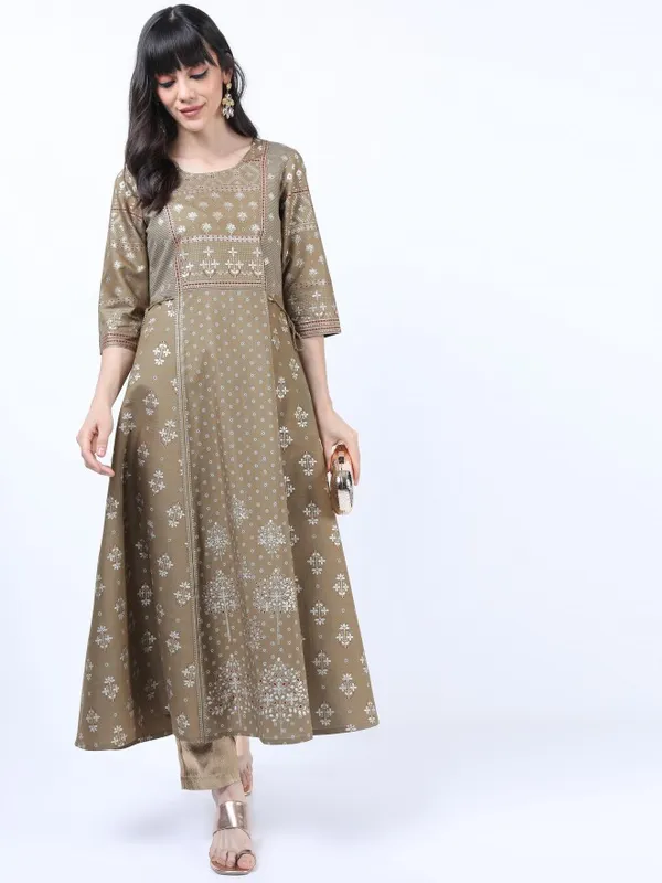  Vishudh Women Green Printed Straight Kurtas