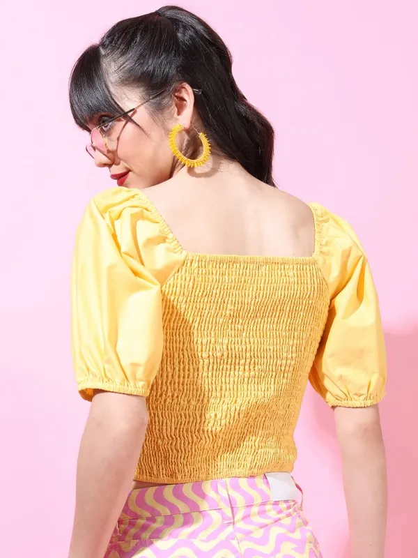  Tokyo Talkies Women Yellow Solid Styled Back Tops
