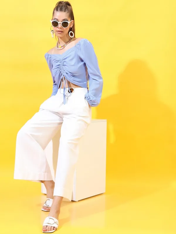  Tokyo Talkies Women Blue Solid Regular Tops
