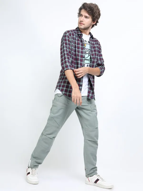  Ketch Men Red Checked Slim Fit Casual Shirts